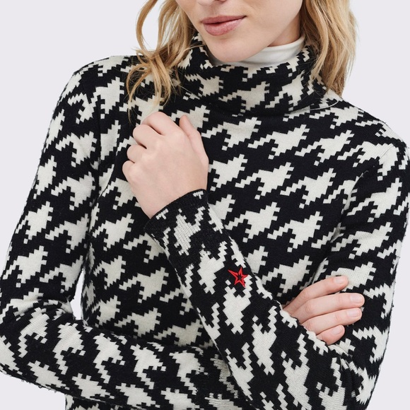 Perfect Moment Sweaters - perfect moment houndstooth turtleneck merino wool sweater